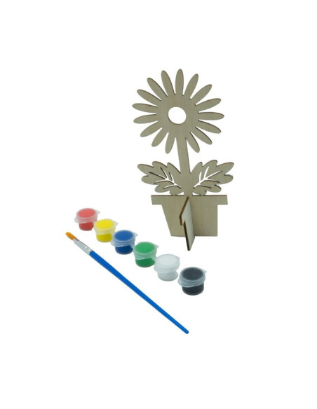 Accesorii creatie - lemn decupat - floare, +6 culori +pensula, pentru pictat, CNX, 21159-11
