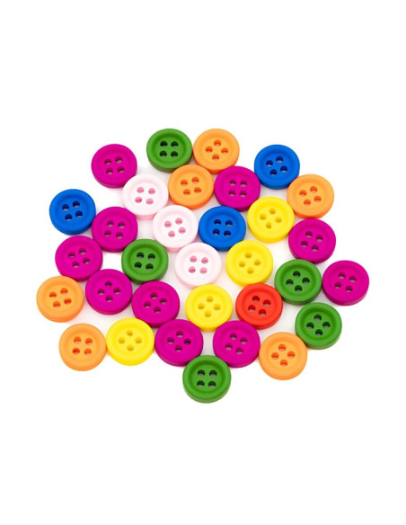 Accesorii creatie - lemn - nasturi, 20mm, diverse culori, VRAC, set 1500 buc, Colorarte
