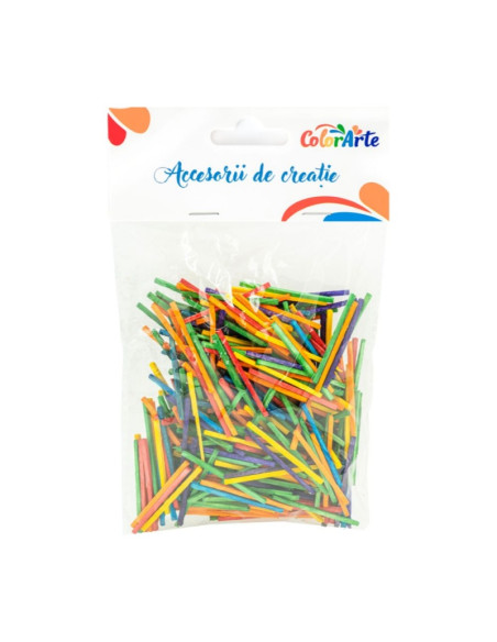 Accesorii creatie - lemn - betisoare mici chibrit, diverse culori, set 400 buc, Colorarte