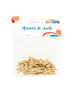 Accesorii creatie - lemn - carlig, auriu, 2.5cm, set 20 buc, Colorarte
