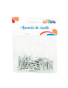 Accesorii creatie - lemn - carlig, argintiu, 2.5cm, set 20 buc, Colorarte