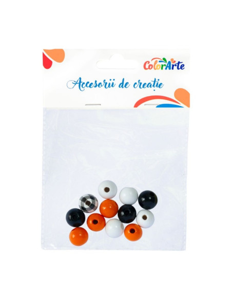 Accesorii creatie - lemn - bile colorate, 1.6cm, set 12 buc, Colorarte MTCR-WDC1180