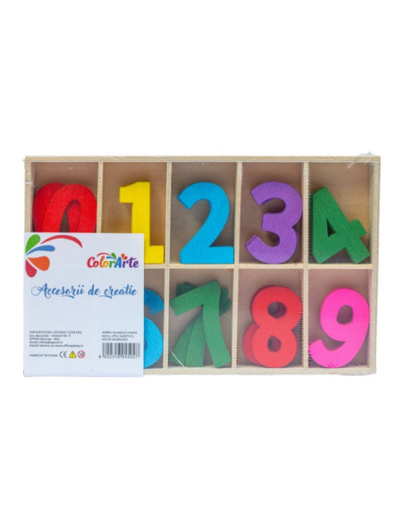 Accesorii creatie - lemn - cifre, 3cm, Colorarte MTCR-WDBOX01
