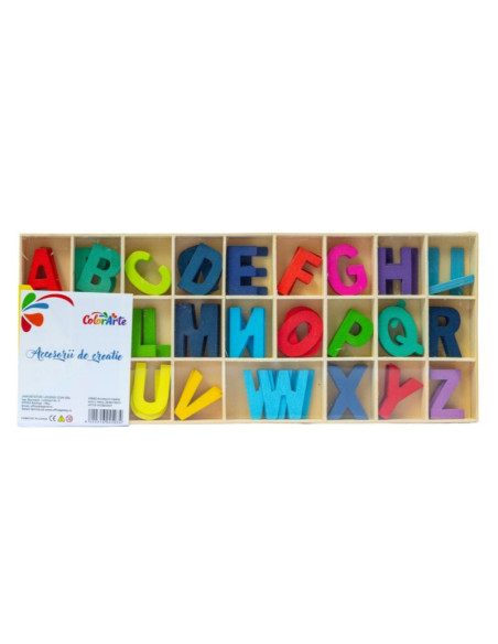 Accesorii creatie - lemn - litere, 3cm, Colorarte MTCR-WDBOX07
