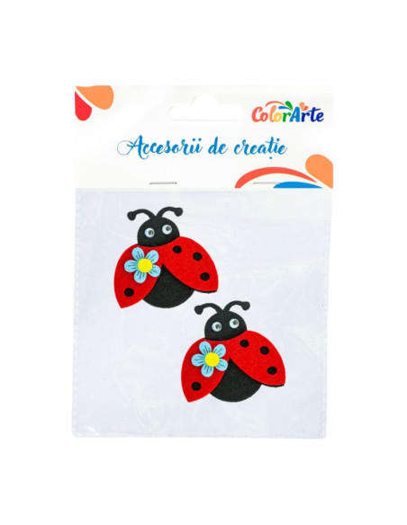 Accesorii creatie - buburuza fetru, set 2 buc, 6x6.5cm, Colorarte, MTCR-EA238