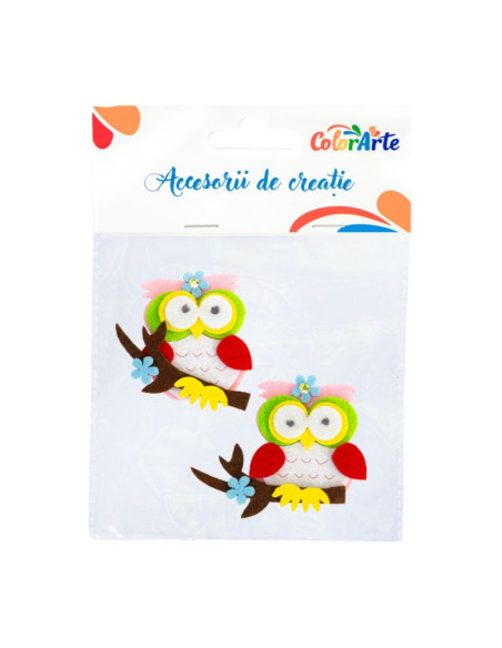 Accesorii creatie - bufnita fetru, set 2 buc, 6x6cm, Colorarte, MTCR-EA230