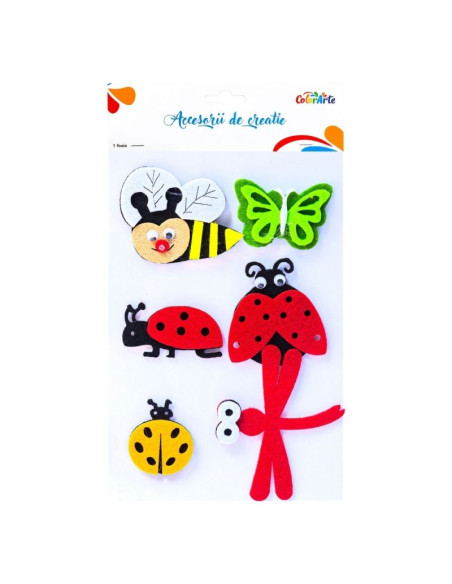 Accesorii creatie - insecte fetru, autoadezive, 18x11cm, Colorarte, MTCR-EA335