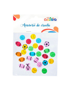 Accesorii creatie - mingi diverse fetru, autoadezive, 3.2cm, set 25 buc, Colorarte, MTCR-EA090
