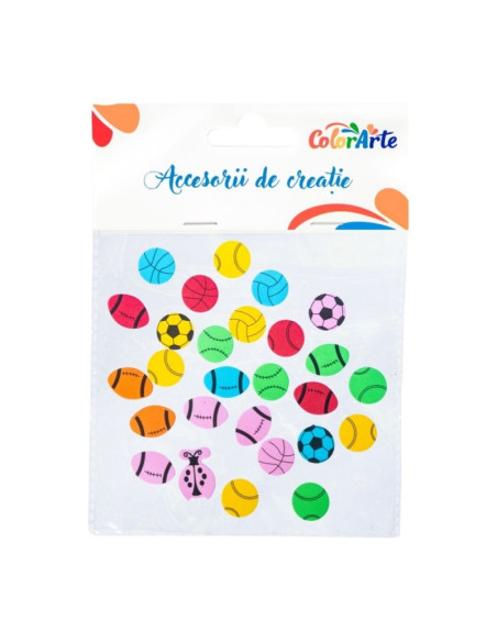 Accesorii creatie - mingi diverse fetru, autoadezive, 3.2cm, set 25 buc, Colorarte, MTCR-EA090
