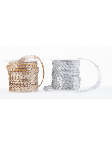 Banda decorativa, 4cm x 3m, paiete cu sclipici, rosu, argintiu, auriu, Craft with Fun, 463850