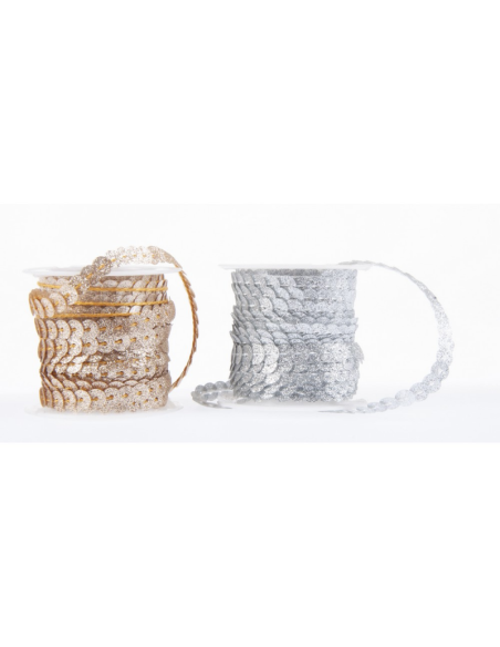 Banda decorativa, 4cm x 3m, paiete cu sclipici, rosu, argintiu, auriu, Craft with Fun, 463850