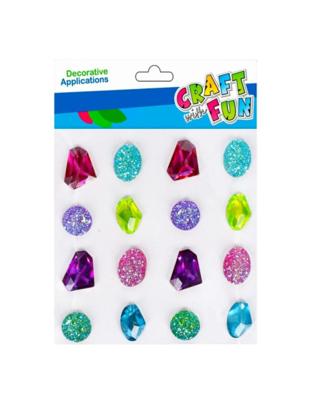 Accesorii creatie - pietre pretioase, diverse culori, Craft with Fun, 501437, set 16 buc