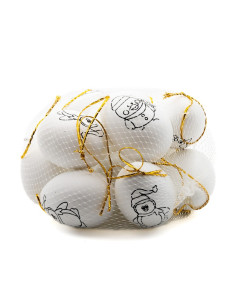 Accesorii creatie - glob ou alb cu desene, decoratiune Craciun, pentru pictat / colorat, 6 cm, set 12 buc, Colorarte