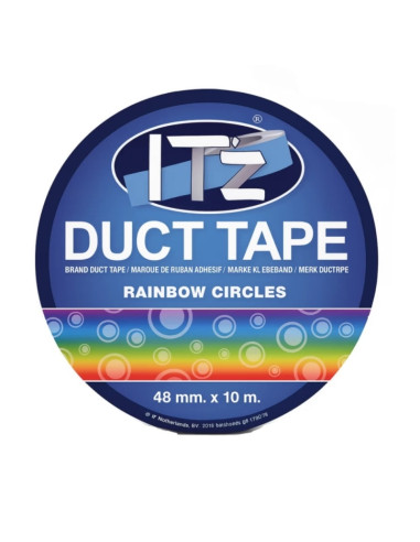 Banda adeziva decorativa, 48mm x 10m, ITZ DucTape 08, Rainbow Circles 02087