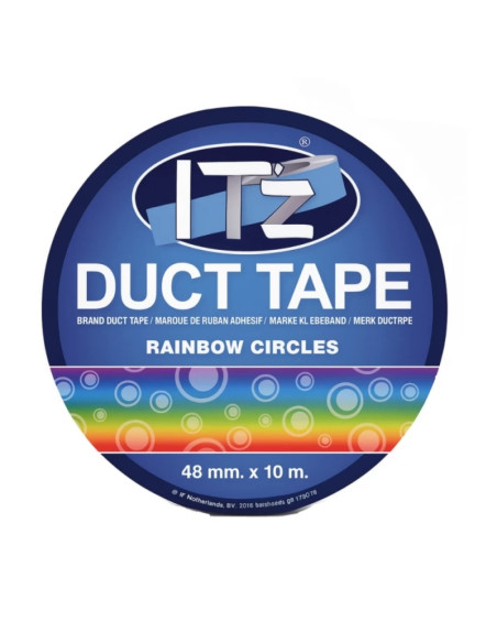 Banda adeziva decorativa, 48mm x 10m, ITZ DucTape 08, Rainbow Circles 02087