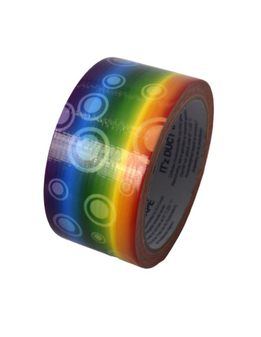 Banda adeziva decorativa, 48mm x 10m, ITZ DucTape 08, Rainbow Circles 02087