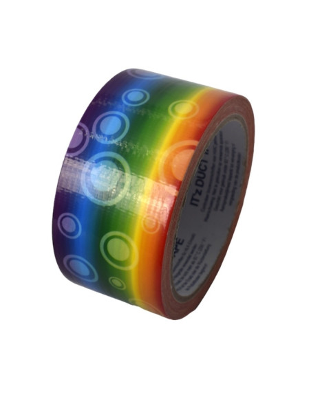 Banda adeziva decorativa, 48mm x 10m, ITZ DucTape 08, Rainbow Circles 02087