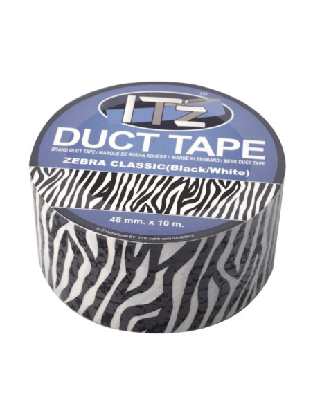 Banda adeziva decorativa, 48mm x 10m, ITZ DucTape 21, Zebra Clasic Black/White 02216