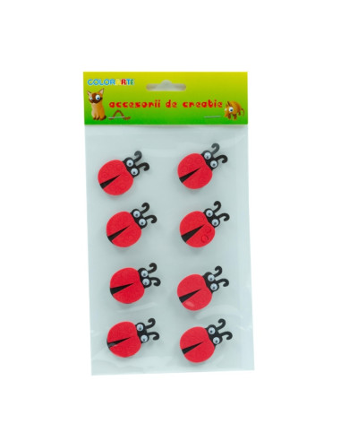 Accesorii creatie - Buburuza, sticker gumat, set 8 buc, Colorarte