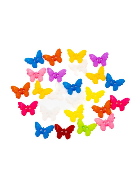 Accesorii creatie - nasturi fluturi plastic, diverse culori, 15mm, VRAC, set 1000 buc, Colorarte