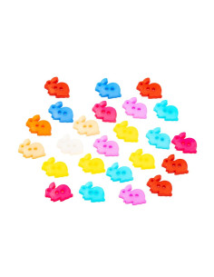 Accesorii creatie - nasturi iepuri plastic, diverse culori, 18mm, VRAC, set 1000 buc, Colorarte