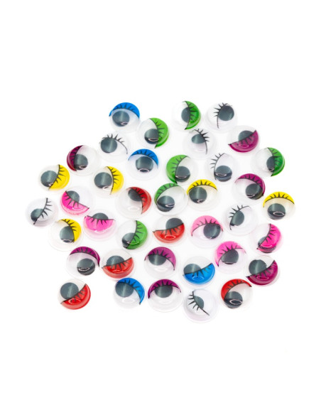 Accesorii creatie - ochisori plastic mari cu gene, diverse culori, 12mm, VRAC, set 4000 buc, Colorarte