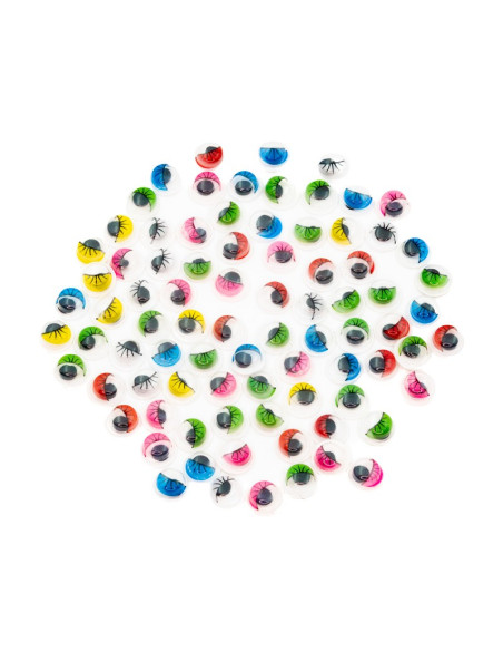 Accesorii creatie - ochisori plastic mici cu gene, diverse culori, 6mm, VRAC, set 20000 buc, Colorarte