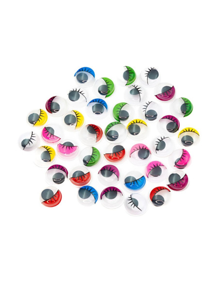 Accesorii creatie - ochisori plastic mici cu gene, diverse culori, 8mm, VRAC, set 10000 buc, Colorarte