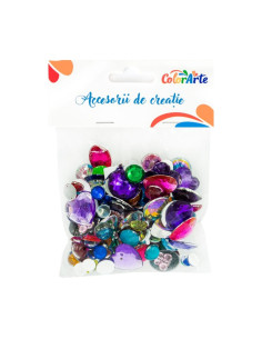 Accesorii creatie - pietre pretioase plastic, diverse culori, diverse modele, 30 g/punga, Colorarte