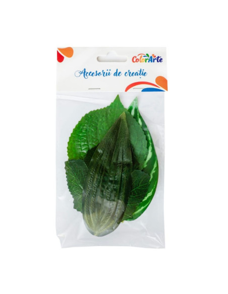 Accesorii creatie - frunze plastic, diverse modele, didactic, set 4 buc, Colorarte MY045