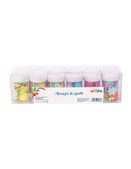 Accesorii creatie - paiete diverse, set 12 recipiente x 6g, Colorarte MTLP-2H6GP