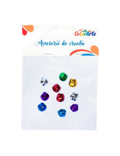 Accesorii creatie - clopotei rotunzi metal, diverse culori, 13mm, set 10 buc, Colorarte MTCR-BD161