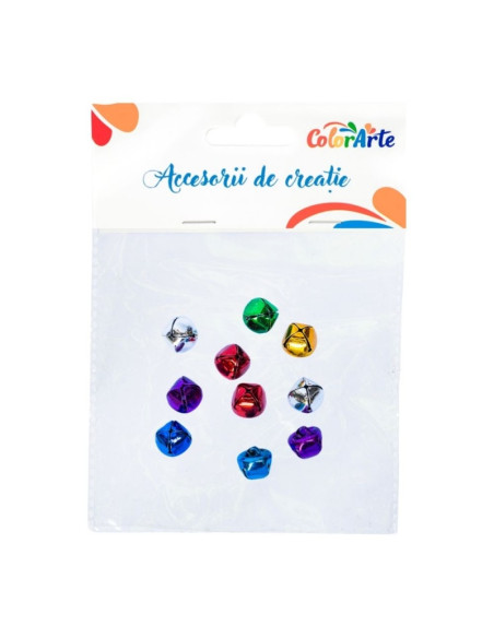 Accesorii creatie - clopotei rotunzi metal, diverse culori, 13mm, set 10 buc, Colorarte MTCR-BD161