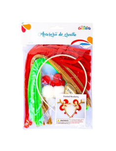 Accesorii creatie - set bentita DIY sarma plusata, Pom-Pom, fundite - Colorarte, MTHB-010