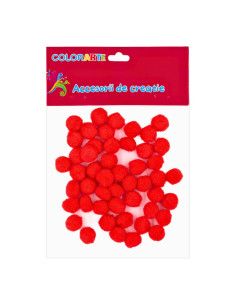 Accesorii creatie - Pom Pom, rosu, 10mm, set 50 buc, Colorarte, MY21 2