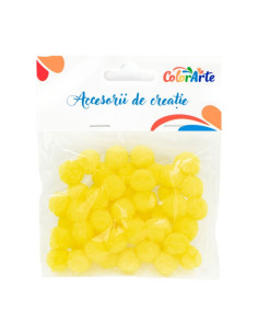 Accesorii creatie - Pom Pom, galben, 10mm, set 50 buc, Colorarte, MY23