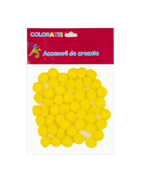 Accesorii creatie - Pom Pom, galben, 10mm, set 50 buc, Colorarte, MY23