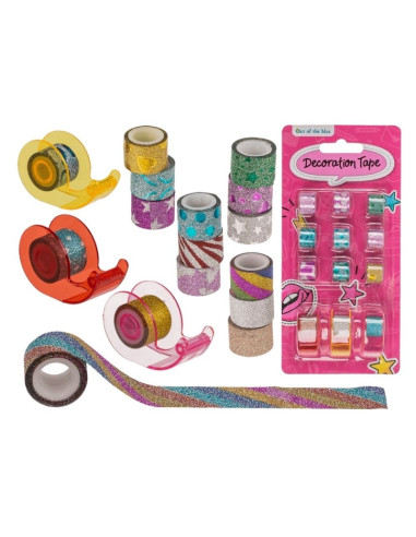 Banda decorativa mini, cu 3 dispensere, 13mm, diverse modele, Out of the blue, 29/2873 / 37103, set 12 buc