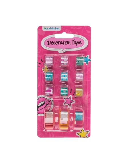 Banda decorativa mini, cu 3 dispensere, 13mm, diverse modele, Out of the blue, 29/2873 / 37103, set 12 buc