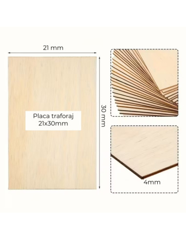 Placaj traforaj CNX, 21x30cm, grosime 4mm, lemn
