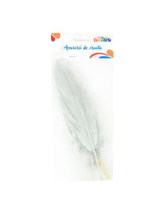 Accesorii creatie - pene argintii, 15-20cm, set 4 buc, Colorarte