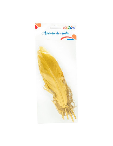 Accesorii creatie - pene aurii, 15-20cm, set 4 buc, Colorarte