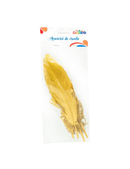Accesorii creatie - pene aurii, 15-20cm, set 4 buc, Colorarte