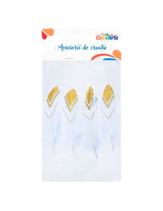 Accesorii creatie - pene cu sclipici, 18-21cm, set 4 buc, Colorarte MTCR-FE027