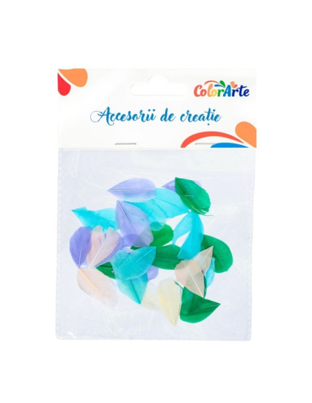 Accesorii creatie - pene colorate, 6-7cm, set 25 buc, Colorarte MTCR-FE024