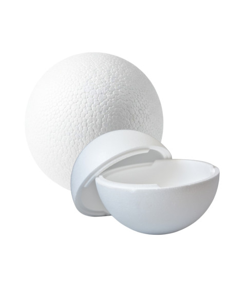 Accesorii creatie - polistiren HD - sfera din 2 parti, alb, 25cm, Colorarte