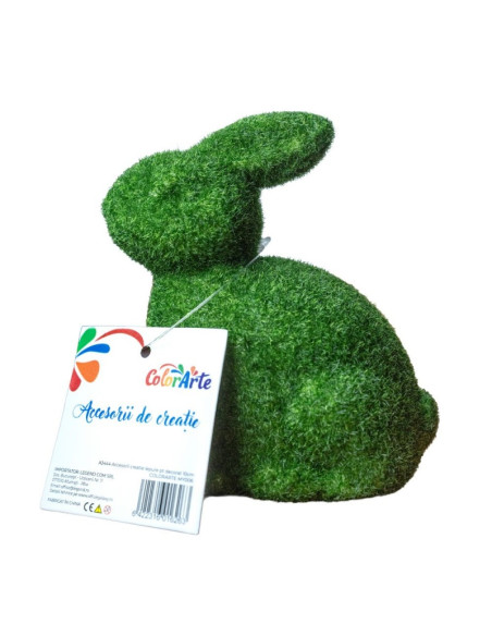 Accesorii creatie - polistiren - iepure, verde, 10cm, cu sclipici, Colorarte