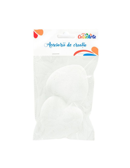 Accesorii creatie - polistiren - inima, 8cm, set 2 buc, Colorarte
