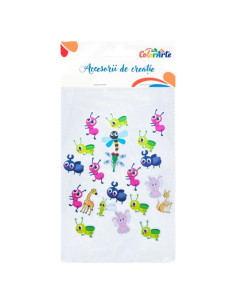 Forme decorative - hartie gumata autoadeziva - animale diverse, Colorarte, MTCR-EA709, set 21 buc
