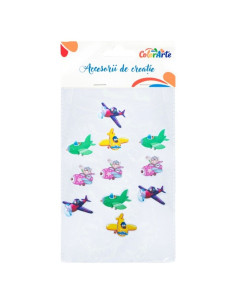 Forme decorative - hartie gumata autoadeziva - avioane, Colorarte, MTCR-EA706, set 12 buc